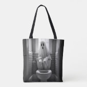 Grappige geest zitten in toilet tote bag (Achterkant)