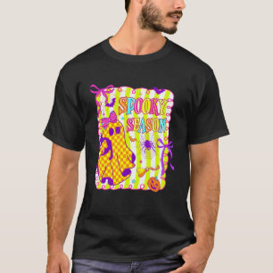 Grappige Geest Zwarte Kat Griezelig Seizoen Streek T-shirt