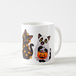 Grappige Geest Zwarte Kat Halloween – Schattige Sp Koffiemok