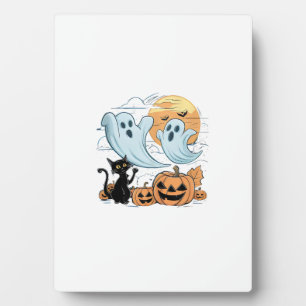 Grappige Geest & Zwarte Kat Lui Halloween Spoken Z Fotoplaat