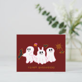 Grappige geesten die poseren voor een prentbriefka feestdagenkaart (Staand voorkant)