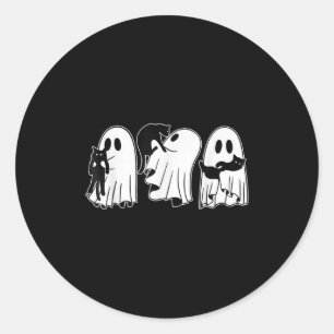 Grappige geesten met zwarte katten Halloween spook Ronde Sticker