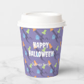 Grappige geesten op lila. Halloween Papieren Bekers (Voorkant)
