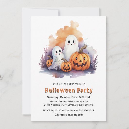 Grappige Geesten Pompoenen Kinder Halloween Party Kaart (Voorkant)