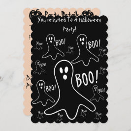 grappige geesten roepen boe zwarte halloween party kaart