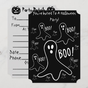 grappige geesten roepen boe zwarte halloween party kaart