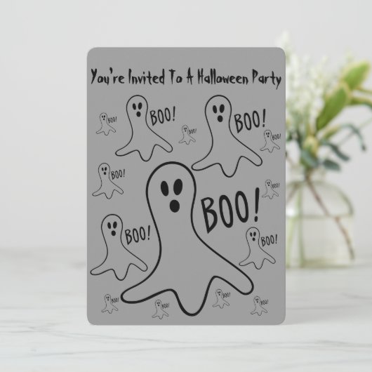 grappige geesten schreeuwen boo halloween Party Ui Kaart (Staand voorkant)
