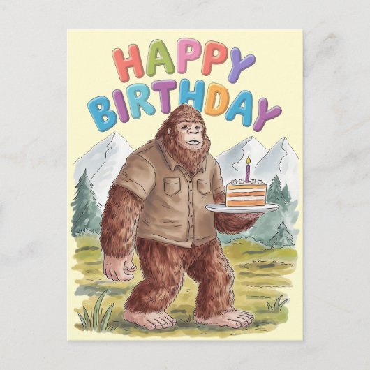 Grappige Gefeliciteerd BigFoot Sasquatch Briefkaart (Voorkant)