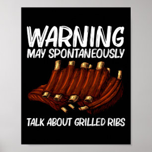 Grappige gegrilde ribben voor mannen vrouwen BBQ g Poster