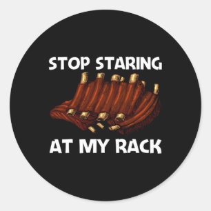 Grappige gegrilde ribben voor mannen vrouwen BBQ g Ronde Sticker