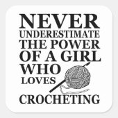 Grappige gehaakte citaten haaksters cadeau vierkante sticker (Voorkant)