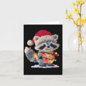 Grappige gehaakte Kerst Wasbeer Kerstlichtjes Meis Kaart (Gele Bloem)