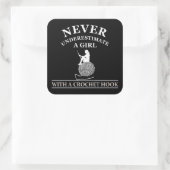 Grappige gehaakte offerte haakmachines cadeau vierkante sticker (Tas)