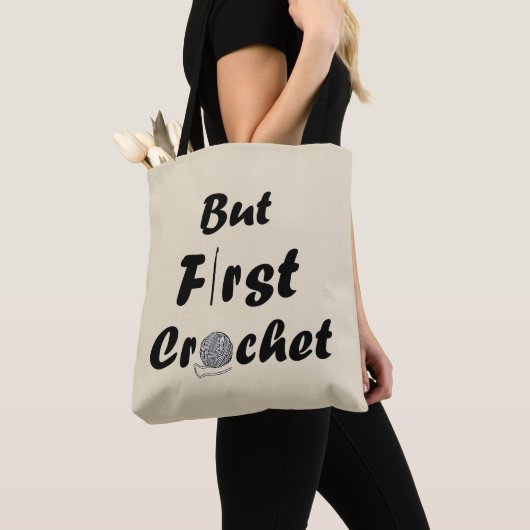 Grappige gehaakte quote breien gezegde cadeau tote bag (Dichtbij)