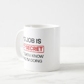 Grappige geheime baan Mok - "Mijn baan is top secr (Voorkant links)