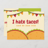 Grappige geïllustreerde Mexicaanse Tacos Briefkaart (Voorkant / Achterkant)