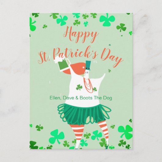 Grappige geïllustreerde St. Patrick's Day Feestdagenkaart (Voorkant)