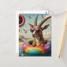 Grappige geit als Critter op een Float Trip Briefkaart