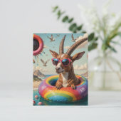 Grappige geit als Critter op een Float Trip Briefkaart (Staand voorkant)