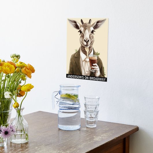 Grappige geit bier liefhebber dieren aangepaste co folie afdrukken (Laag (Keuken))