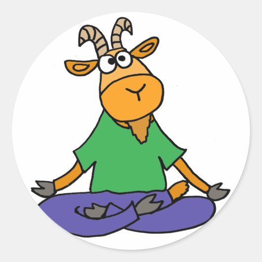 Grappige Geit Doing Lotus Positie Yoga Ronde Sticker (Voorkant)