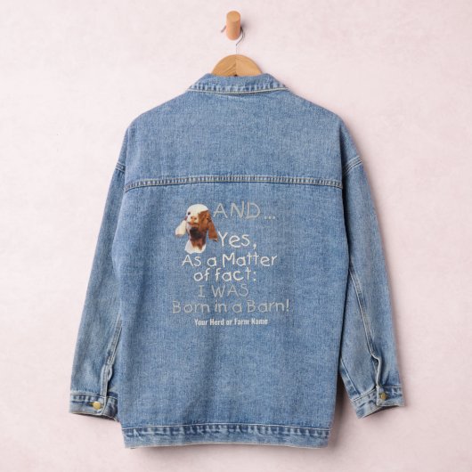 Grappige geit Geboren in een schuur Denim Jacket (Hangar)