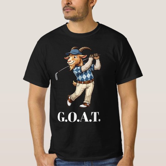 Grappige Geit Golfer Slingerende Club T-shirt (Voorkant)