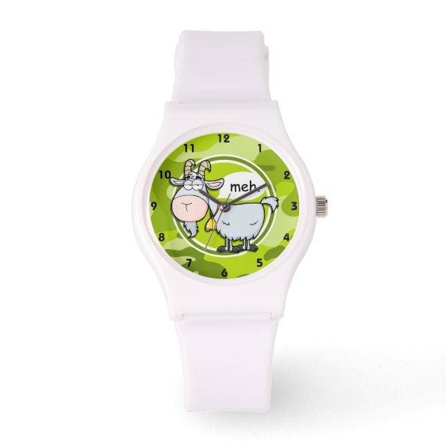 Grappige Geit; heldere groene camo, camouflage Horloge (Voorkant)