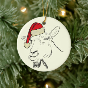 Grappige geit Kerstman Keramisch Ornament