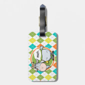 Grappige Geit; Kleurrijk Argyle Patroon Bagagelabel (Achterkant verticaal)