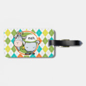 Grappige Geit; Kleurrijk Argyle Patroon Bagagelabel (Achterkant horizontaal)