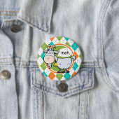 Grappige Geit; Kleurrijk Argyle Patroon Ronde Button 7,6 Cm (In situ)
