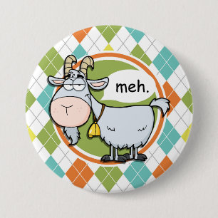 Grappige Geit; Kleurrijk Argyle Patroon Ronde Button 7,6 Cm