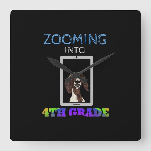 Grappige geit virtuele 4e klas terug naar school 2 vierkante klok (Voorkant)