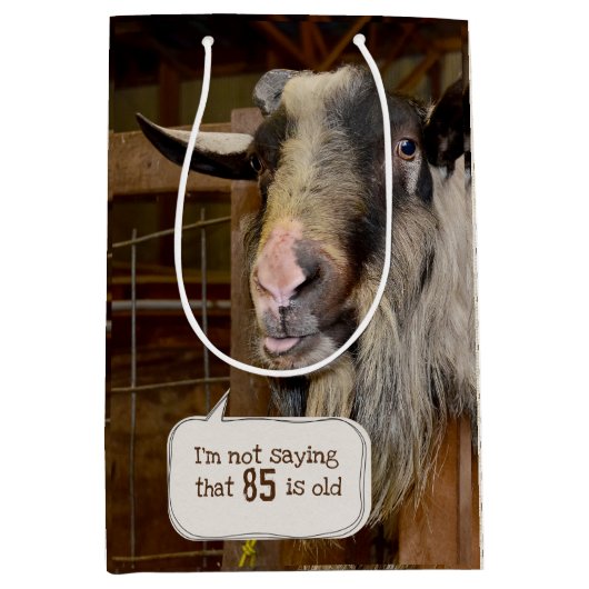 Grappige geit voor 85ste verjaardag  medium cadeauzakje (Voorkant)