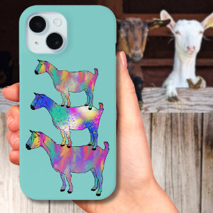 Grappige Geiten Kleurrijke Boerderijdier Kunst iPhone 15 Case