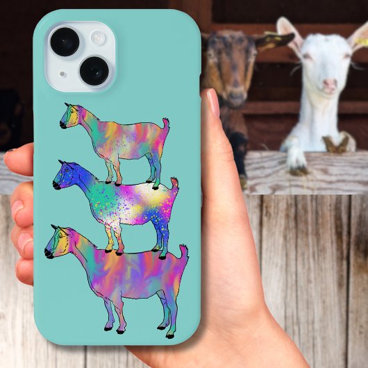 Grappige Geiten Kleurrijke Boerderijdier Kunst Case-Mate iPhone Case