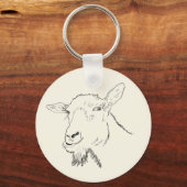 Grappige geitenlijntekening Dieren Kunstontwerp Sleutelhanger (Voorkant)