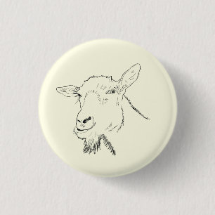 Grappige geitenlijntekening Dierenkunstontwerp Ronde Button 3,2 Cm
