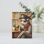 Grappige geitenpiraat drink koffie briefkaart (Staand voorkant)