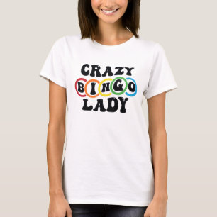 Grappige gekke Bingo-dame woordkunst T-shirt