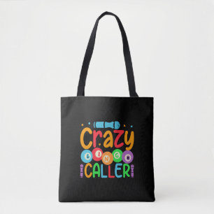 Grappige gekke Bingo omroep woordkunst Tote Bag