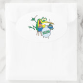 grappige gekke cartoon kikker cartoon ovale sticker (Tas)