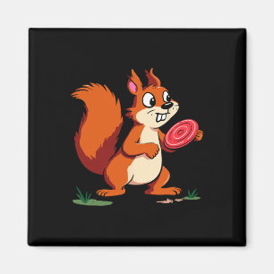Grappige Gekke Eekhoorn Disc Golf Speler Sket Golf Magneet