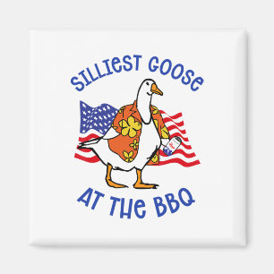 Grappige Gekke gans bij de BBQ Animal Goose 4th of Magneet