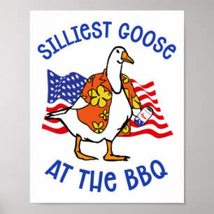 Grappige Gekke gans bij de BBQ Animal Goose 4th of Poster
