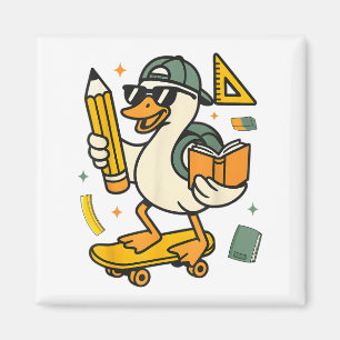 Grappige Gekke Gans Schattige Eend Terug naar de s Magneet
