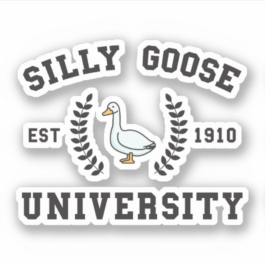 Grappige Gekke Goose universiteit Sticker (Voorkant)