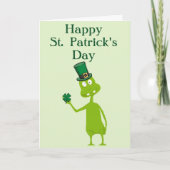 Grappige Gekke Groene Man met Shamrock Feestdagen Kaart (Voorkant)