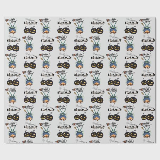 Grappige gekke hekserij en griezelige pompoenen Ha Cadeaupapier (Vlak)